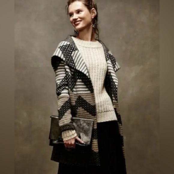 COPY - ANTHROPOLOGIE Field Flower Striped Chevron Cardigan Sweater Coat small - Picture 5 of 5